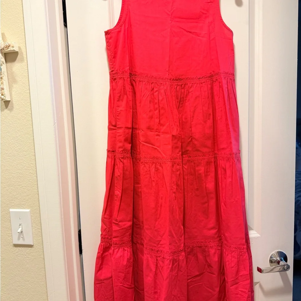 Madewell Coral Sleeveless Midi Dress in Heirloom Rose - Picture 9 of 14